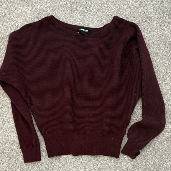 Express Sweaters - Express Deep Burgundy Crew Neck Sweater
